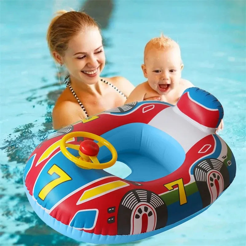 Sun-Safe Splash: Baby Swim Trainer Ring with Sun Canopy and UV Protection!