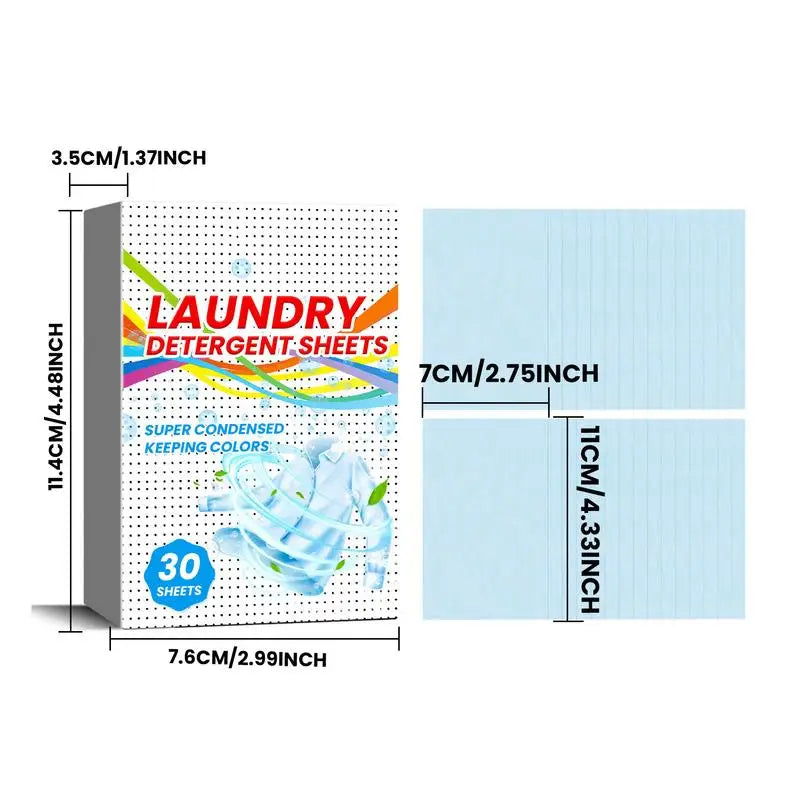 Pure Cleanse: Eco-Friendly Concentrated Laundry Sheets _ 30 Pack for Water-Dissolving Power!