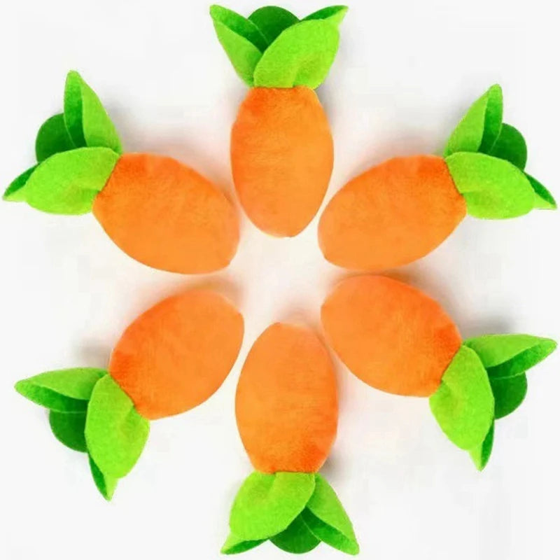 Wholesome Fun: Plush Carrot Dog Chew Toy with Hidden Treats and Pull-Out Radish Delight!