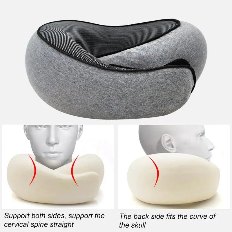 Travel in Tranquility: Snail-Style Memory Foam Neck Pillow with Carry Bag - Embrace Comfort, Drift off Effortlessly!