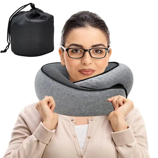 Travel in Tranquility: Snail-Style Memory Foam Neck Pillow with Carry Bag - Embrace Comfort, Drift off Effortlessly!