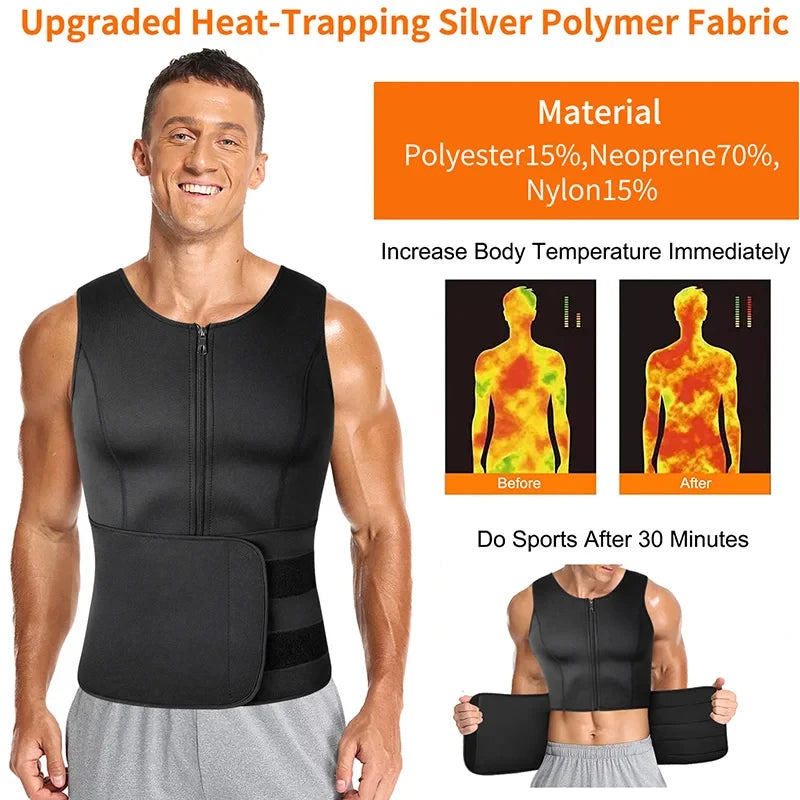 Ultimate Fitness and Fat Burning Mastery Our Men's Body Shaper Vest  Double Belt Slimming