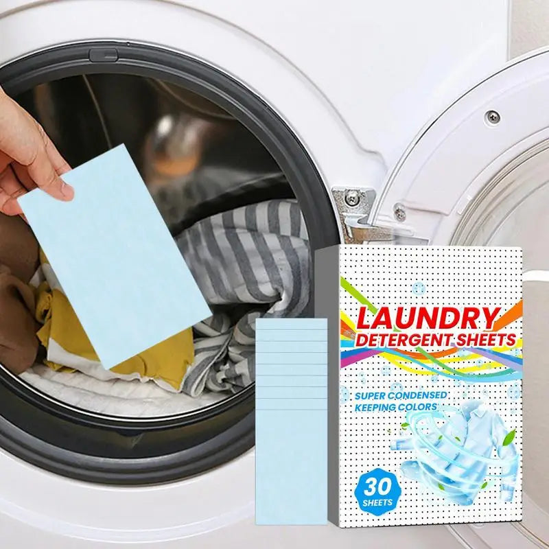 Pure Cleanse: Eco-Friendly Concentrated Laundry Sheets _ 30 Pack for Water-Dissolving Power!