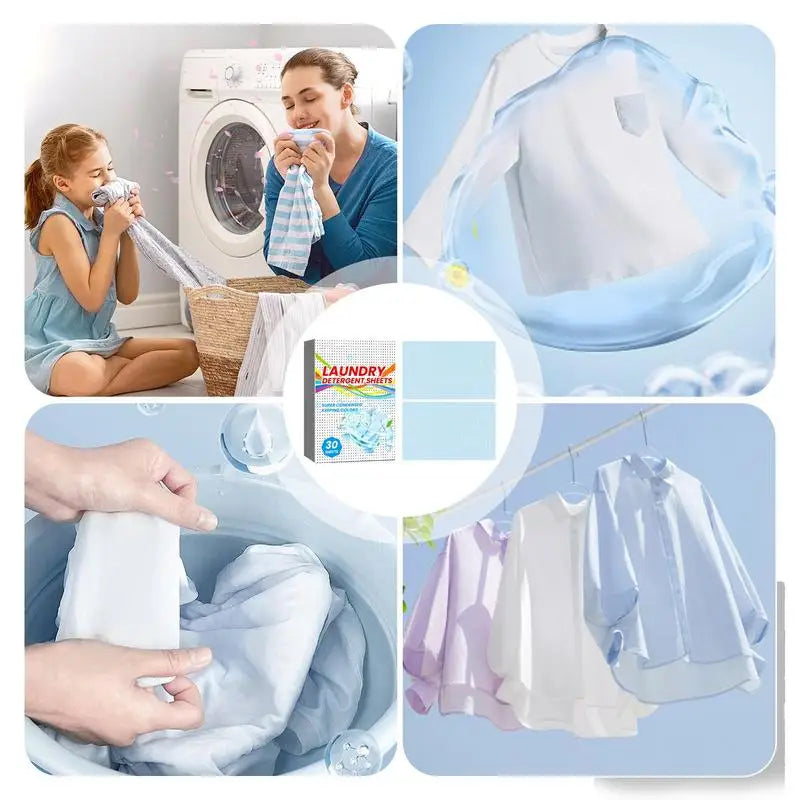 Pure Cleanse: Eco-Friendly Concentrated Laundry Sheets _ 30 Pack for Water-Dissolving Power!