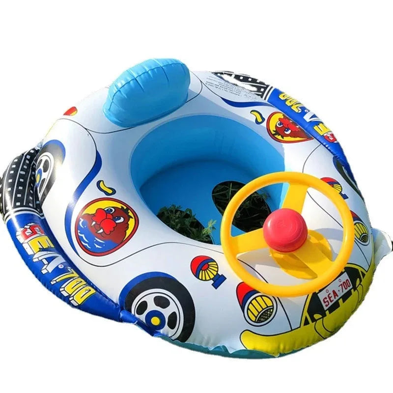 Sun-Safe Splash: Baby Swim Trainer Ring with Sun Canopy and UV Protection!